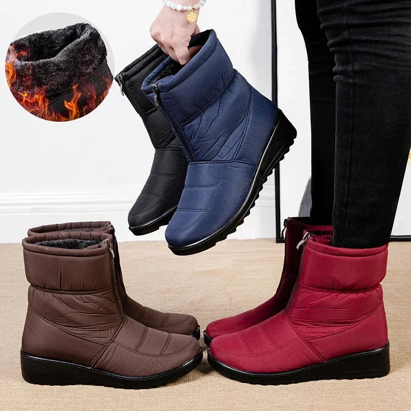 Sewing Front Zipper - Non Slip Waterproof Snow Boots Women