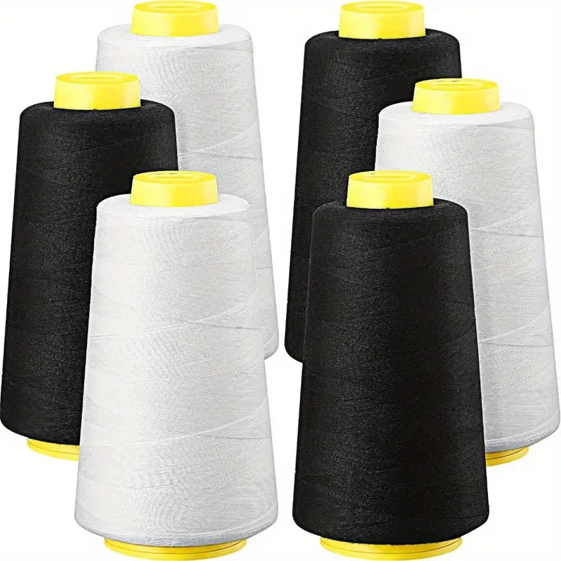 Serger Thread Cone - 3 Black + 3 White Overlock