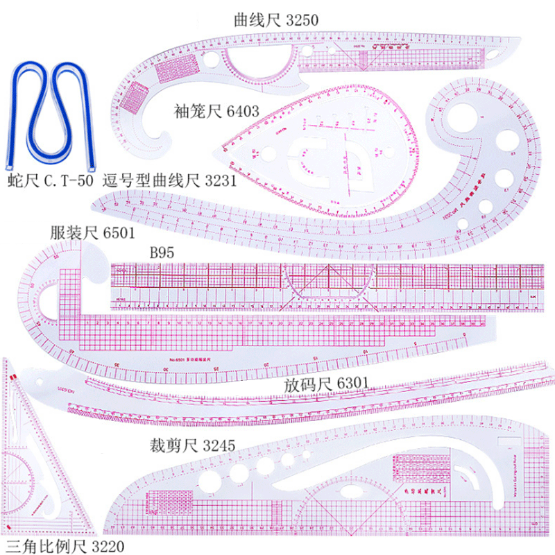 Sewing Gauge Ruler - 5/6/9pcs Set Tailor Measuring Ruler Kit
