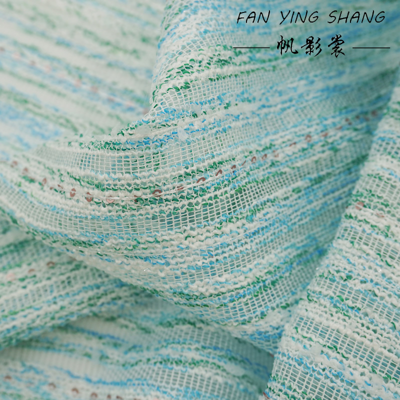 Fresh Style Blue Green Stripe  - Sewing Tweed Fabric recension och pris