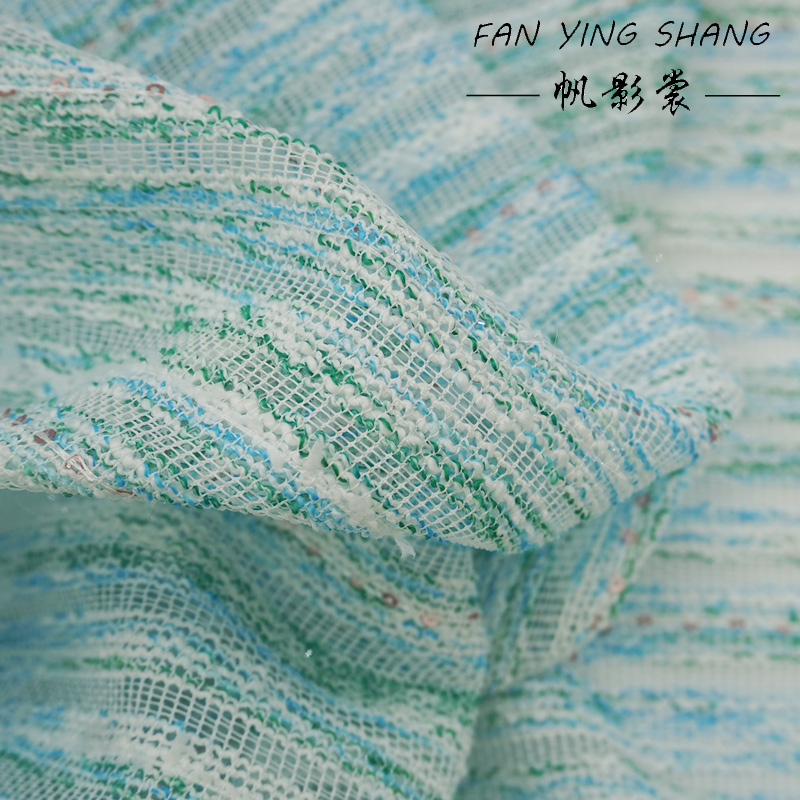 Fresh Style Blue Green Stripe  - Sewing Tweed Fabric recension och pris