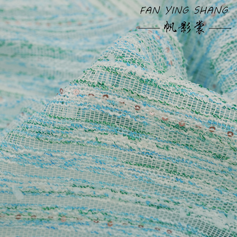 Fresh Style Blue Green Stripe  - Sewing Tweed Fabric recension och pris