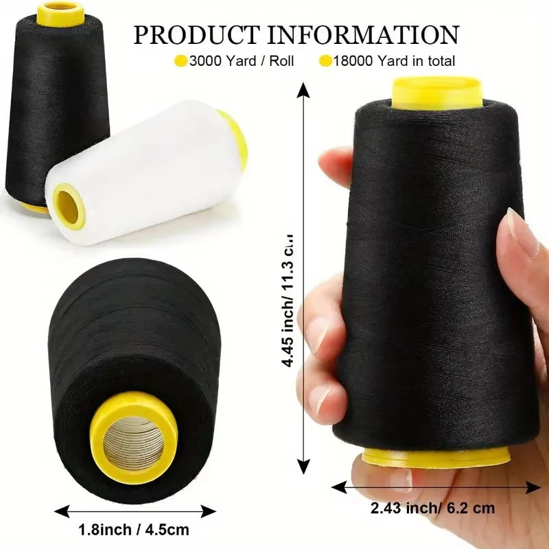 3 Black 3 White Overlock Threa - Serger Thread Cone recension och pris