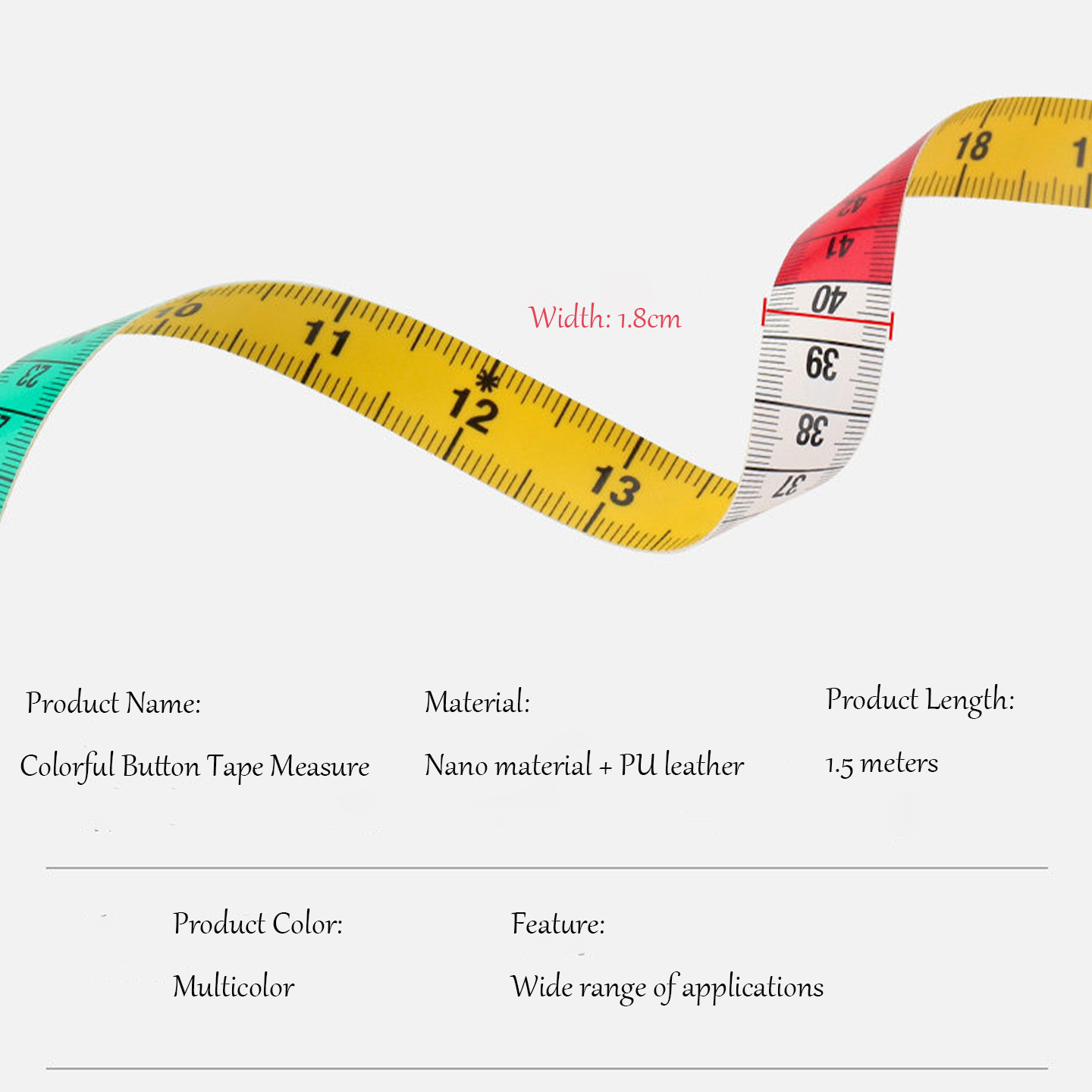 Colorful 1.5M Dual Scale Soft  - Sewing Gauge Ruler recension och pris