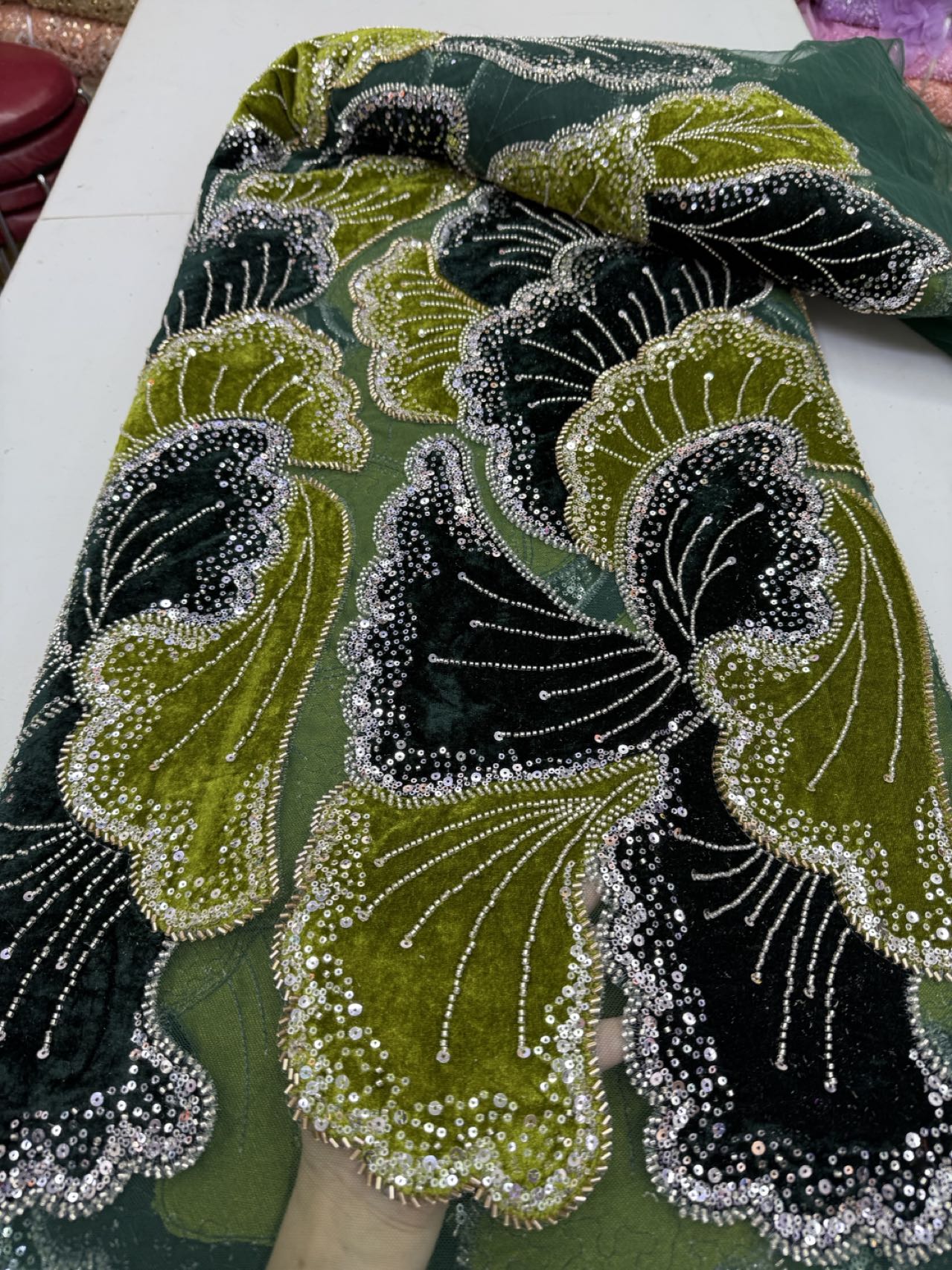 Luxury Sequins Beaded Tulle La - Sewing Velvet Fabric recension och pris