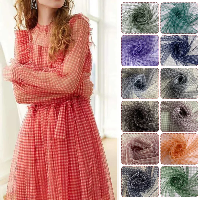 90x150cm Check Mesh Fabric Tra - Sewing Batik Fabric recension och pris