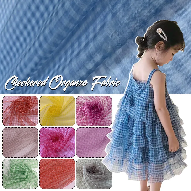 90x150cm Check Mesh Fabric Tra - Sewing Batik Fabric recension och pris