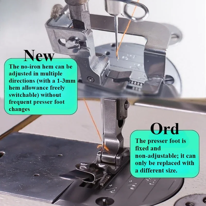 Adjustable No-Iron Hemmer Foot - Textile Sewing Machine recension och pris
