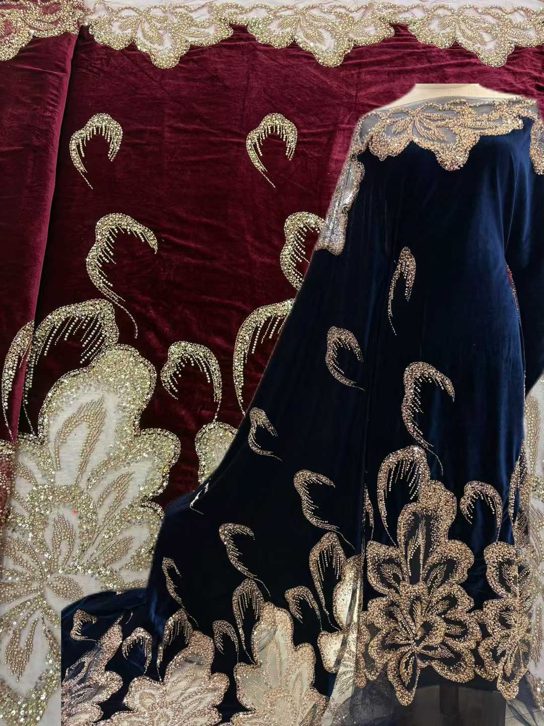 African Velvet Beaded Heavy La - Sewing Velvet Fabric recension och pris