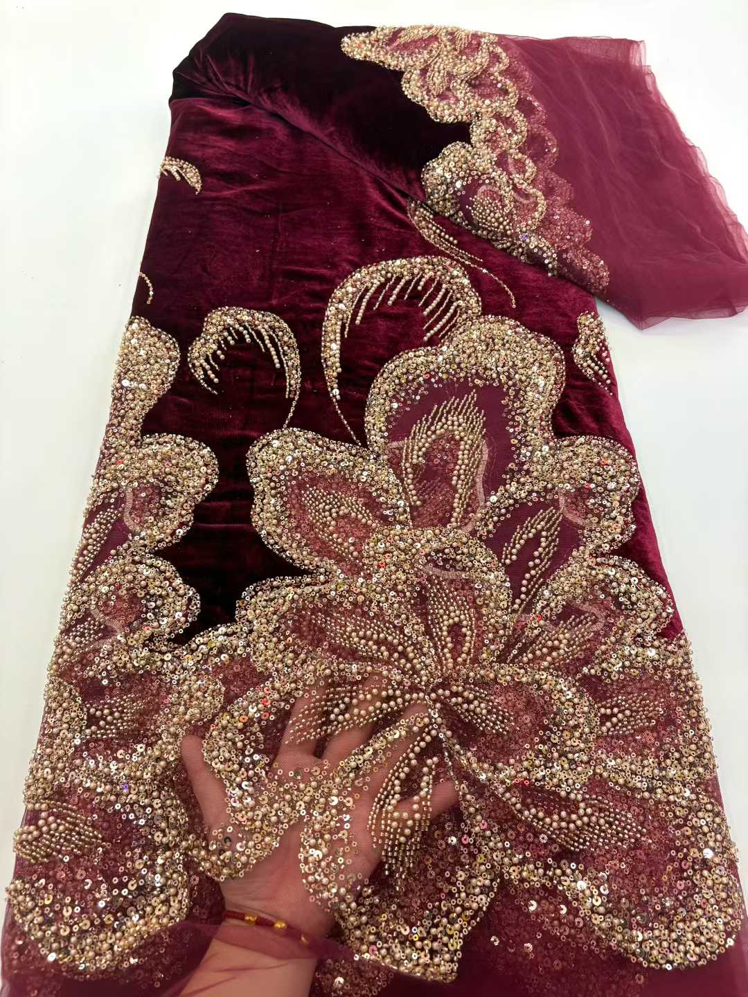 African Velvet Beaded Heavy La - Sewing Velvet Fabric recension och pris