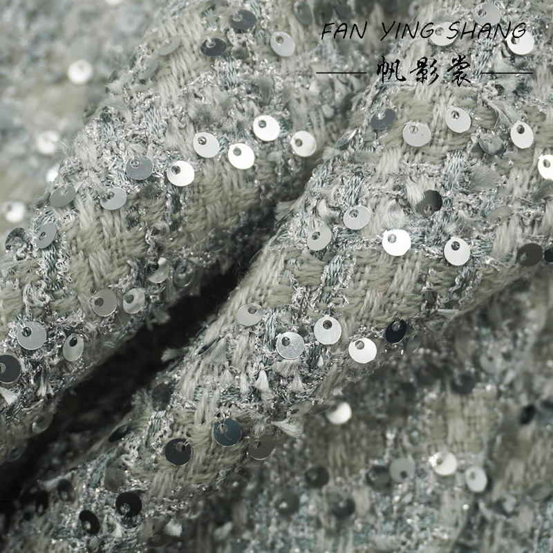 Silver Gray Glitter Sequins Tw - Sewing Tweed Fabric recension och pris