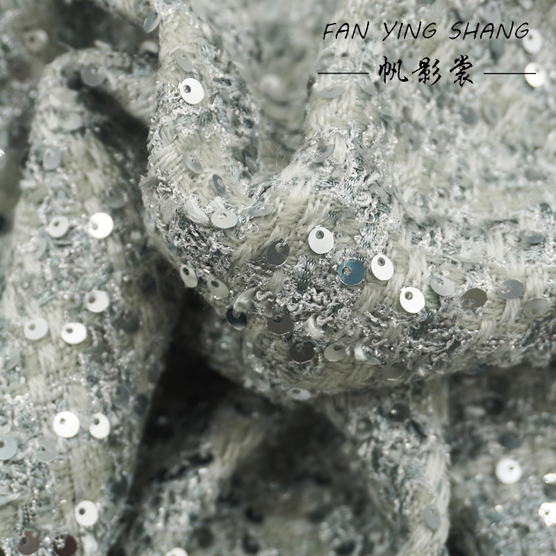Silver Gray Glitter Sequins Tw - Sewing Tweed Fabric recension och pris