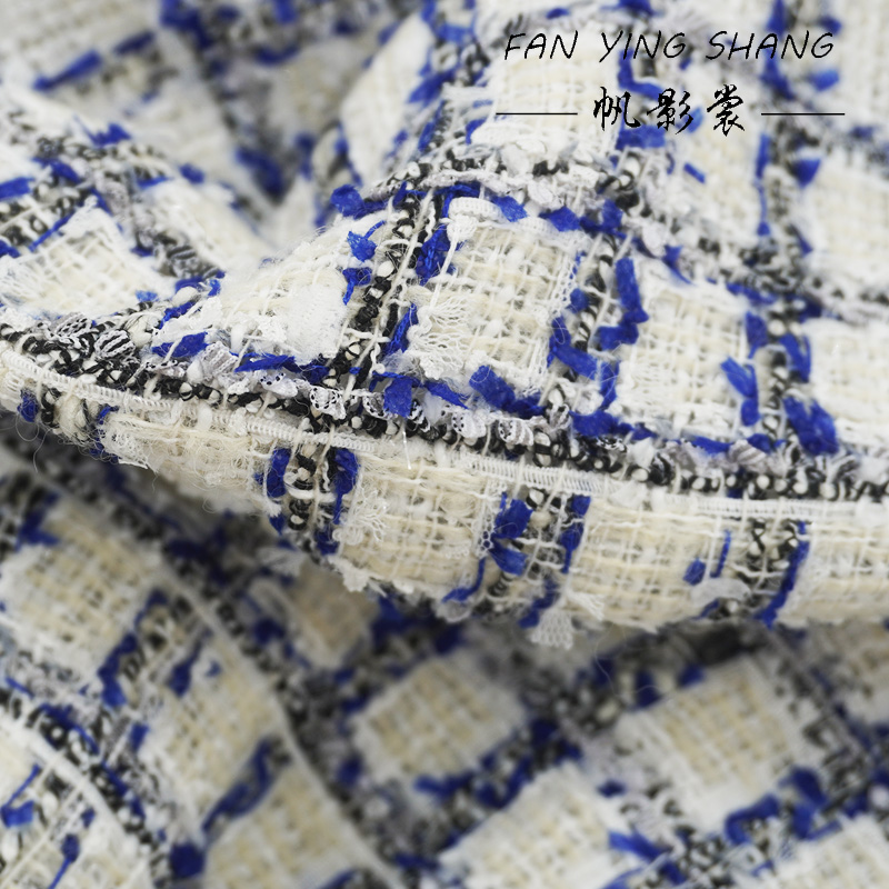 Blue Black Plaid Butterfly Gau - Sewing Tweed Fabric recension och pris