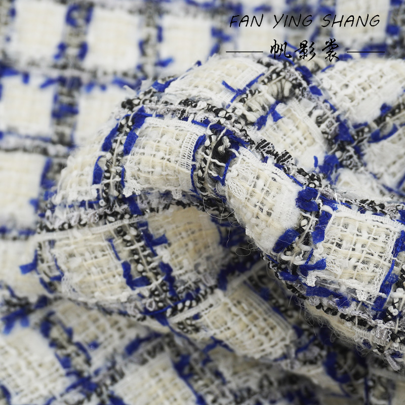 Blue Black Plaid Butterfly Gau - Sewing Tweed Fabric recension och pris