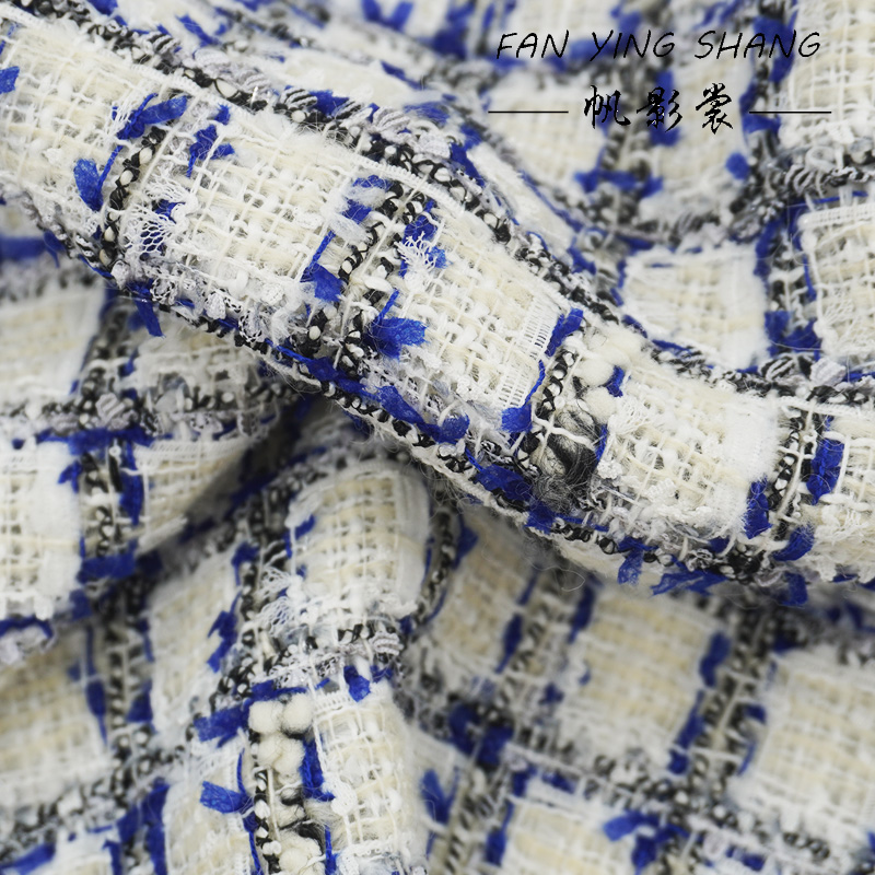 Blue Black Plaid Butterfly Gau - Sewing Tweed Fabric recension och pris